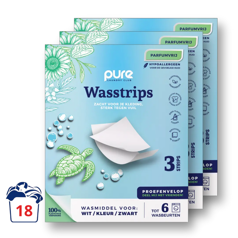 Wasstrips proefenvelop parfumvrij 3 stuks